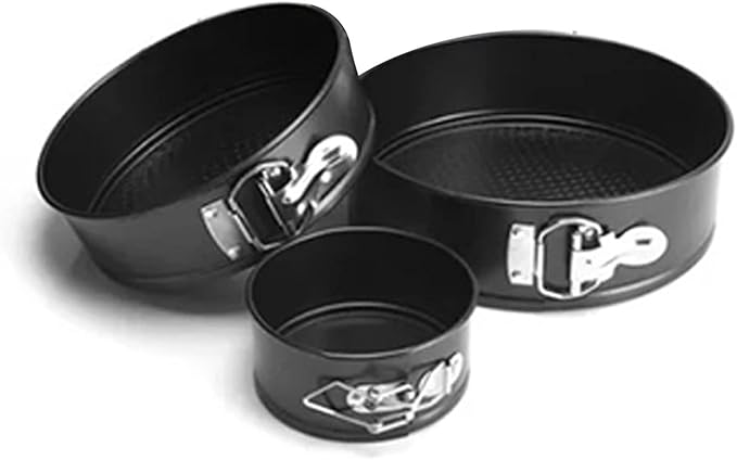 Springform Cake Pan Set,Non Stick Easy to Demould Good Sealing Springform Pan Set Cake Mold 3Pcs Black for Cheesecake, Pizzas, Quiches Tier, Wedding Cakes