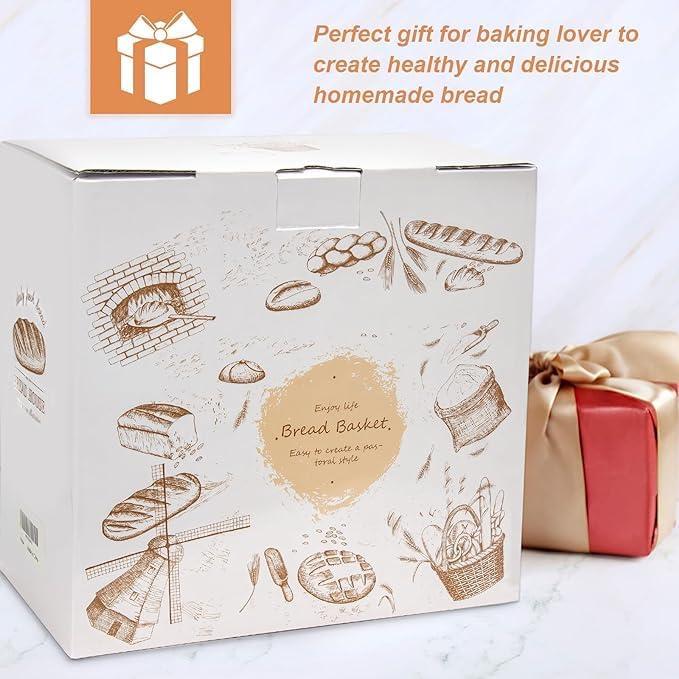 Banneton Bread Proofing Basket, 9 Inch Round Sourdough Bread Baking Supplies, Bread Making Starter Kit, Proofing Baskets for Baking, Perfect Baker's Gift Set