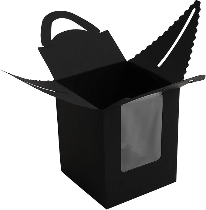 EUSOAR Cupcake Boxes Individual Black 50pcs 3.6"x 3.6"x 4.3" Cupcake Carrier with Insert and Display Holders, Party Favor Bakery To Go Wrapping Packing Cupcake Muffin Carry Boxes Container