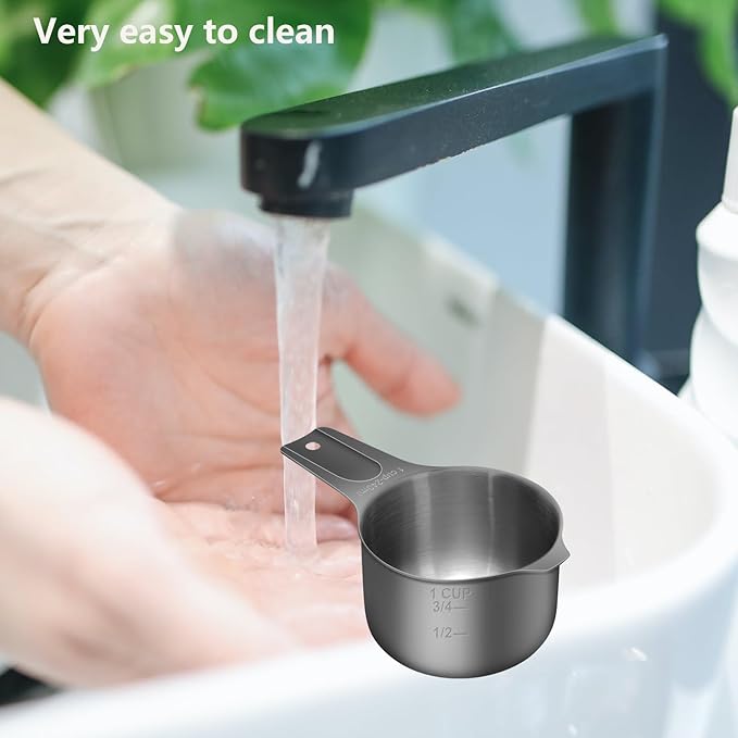 1/3 Cup (80 ml | 2.7 oz| 80 cc) Stainless Steel Measuring Cup, Metal Measuring Cup for Cooking & Baking(Black)