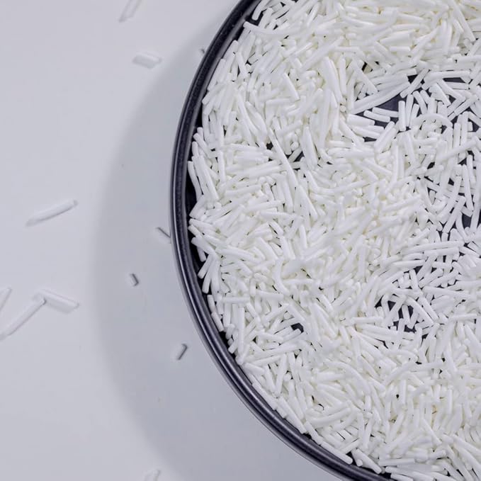 White Jimmies Sprinkles,Cake Dessert Sprinkles,Cookie Sprinkles,Sugar Pearl, Edible Candy Pearls Sprinkles Color Holiday Cake Sprinkles Gluten-Free Sprinkles for Baking Cupcake Cake Topper (white)