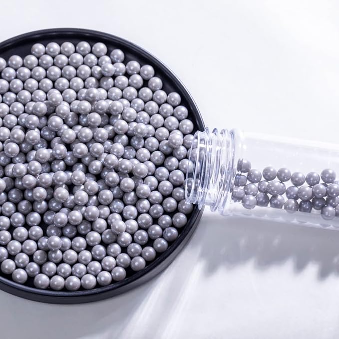 Grey Sprinkles Edible Pearls,Cake Sprinkles 130g 4.6OZ,Cookie Sprinkles,Sugar Pearl, Edible Candy Pearls for Cake Cupcake Decorationg (7mm-Gray)