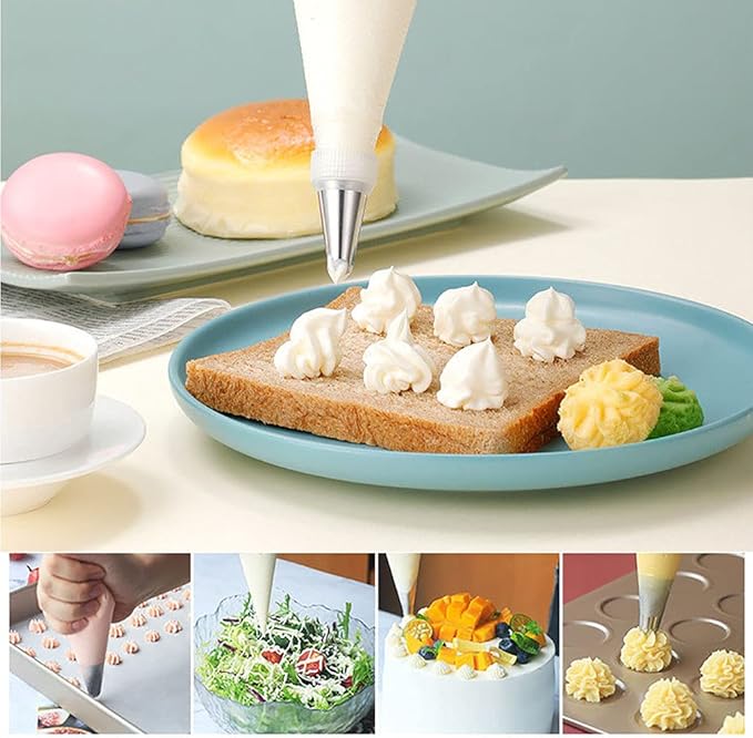 122Pieces Tipless Piping Bags - 100pcs Disposable Piping Pastry Bag for Royal Icing/Cookies Decorating - 10 Pastry Bag Ties,10 Clips &2 Scriber Needle - Best Cookie/Cake Decorating Tools (10 Inch)