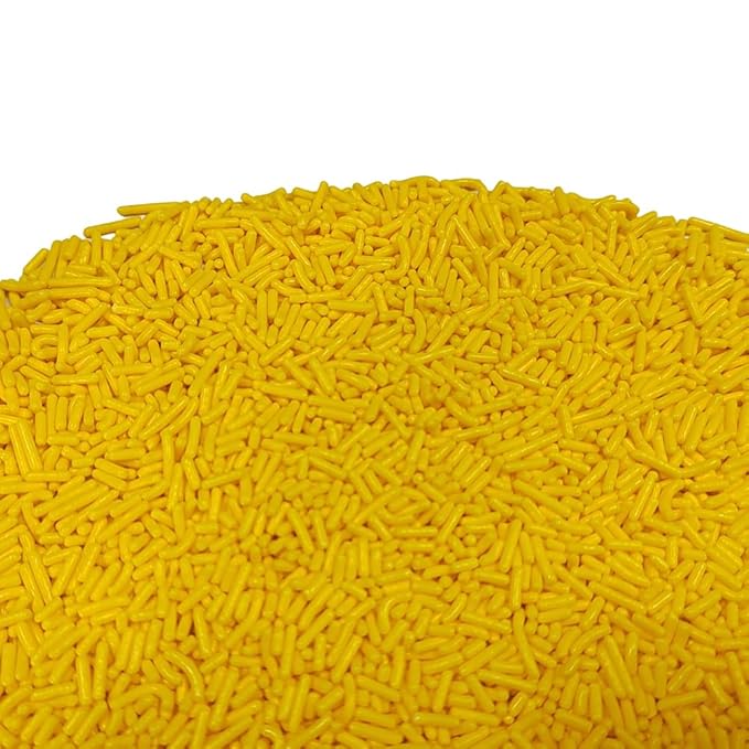 Homankit Yellow Jimmies Sprinkles Edible Sprinkle Candy Soft Jimmies Toppings for Ice Cream, Cupcake, Cake, Cookie, Dessert Decorating 2.75 Ounces