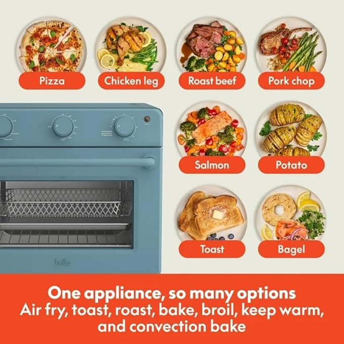7-in-1 Air Fryer Toaster Oven with Convection, 1700W, Fits 6 Slices or 12-Inch Pizza, Tempered Glass Door, Timer, Easy Controls, Countertop Kitchen Appliance (Surf)
