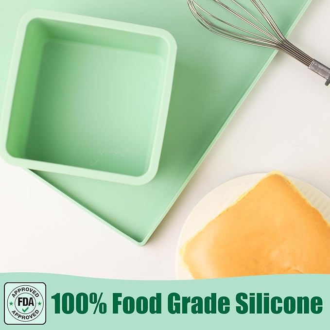 QELEG Silicone Square Pullman Loaf Pan (2 Pack) - Non-Stick Silicone Rectangle Corrugated Toast Box for Oven Baking QLG0142-5.2x5.2x2.2 inch