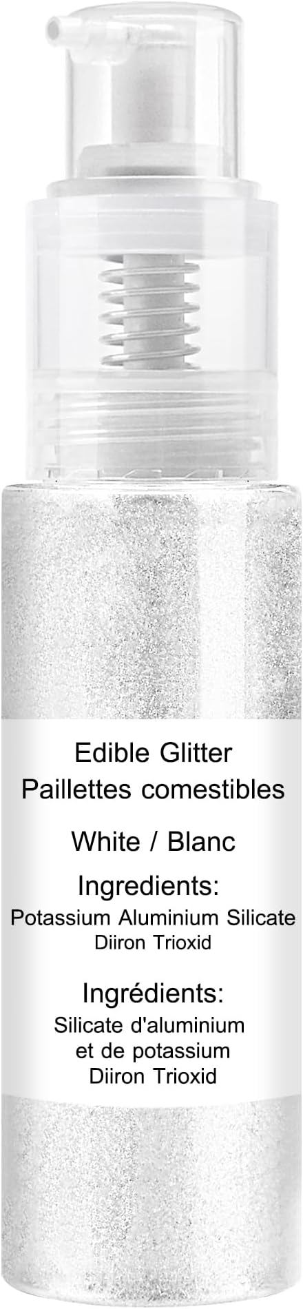 Edible Glitter Spray - 22g Edible Luster Dust Metallic Food Grade Glitter for Drinks, Cake Decorating, Baking - Edible Food Coloring Powder Shimmer Glitter for Cocktail, Icing, Candy (White)