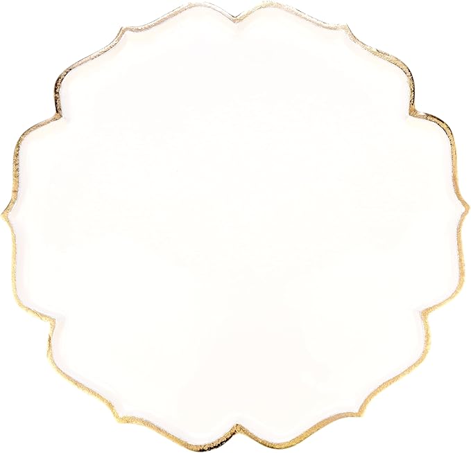 Cruiser’s Caché 11.5" Sculpted Metal Cake Stand, White Enamel and Rustic Gold Finish, Handcrafted