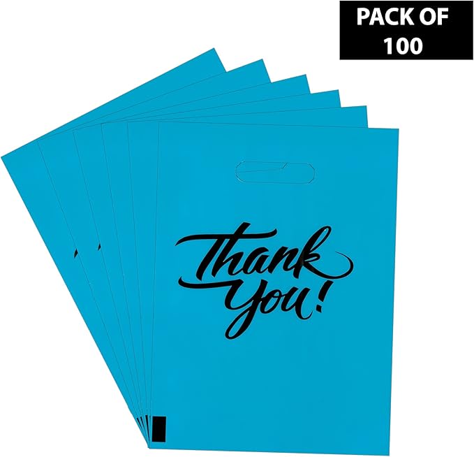 Infinite Pack Thank You Merchandise Bags, Die Cut Handles, Retail Shopping Bags for Boutique - Choose Color & Size