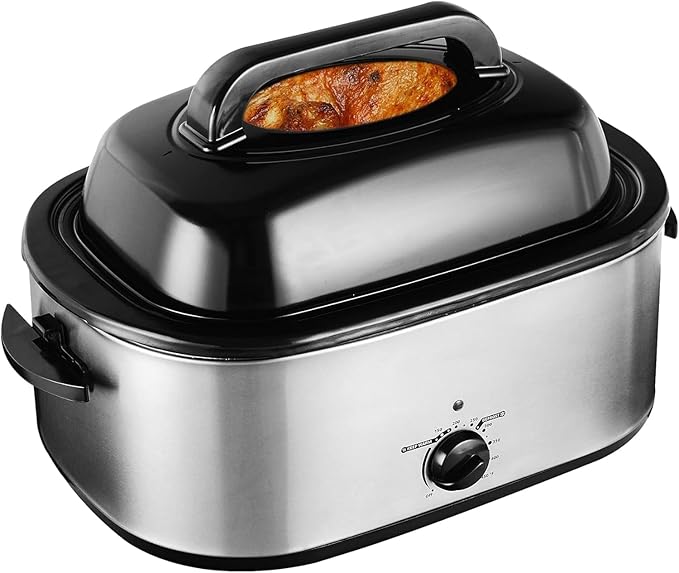 Sunvivi 22 quart Electric Roaster with Removable Pan, 26 lb Electric Turkey Roaster Oven with Visible & Self-Basting Lid,Large Roaster with Removable Pot and Cool-Touch Handles