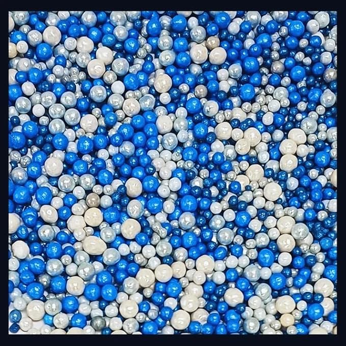 Confect Love Disco Balls Sprinkles Mix | Blue & Silver Pearl Dragees for Cake Decorating, Cupcakes, Cookies, Desserts – Edible Metallic Sprinkle Toppings for Baking & Parties | Vegan, Gluten-Free, Nut-Free, Soy-Free, Dairy-Free, Palm Oil-Free- 4.2 Oz