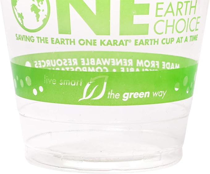 KARAT EARTH [1,000 ct - 12 oz Compostable PLA Plastic Cups, BPI Certified Disposable Renewable Cold Cups for Cocktails, Wine and More | Green Line