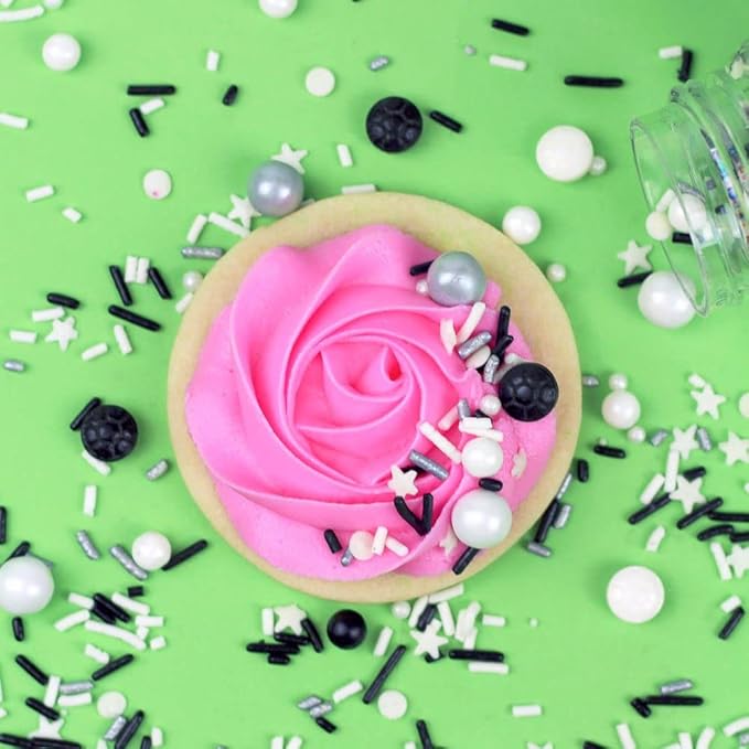 Sprinkles for Cake Decorating Edible Cake Decorations Fancy Soccer Sprinkles, Black and White Cake Cupcake Decorations Ice Cream Toppings for Cupcake Decorating