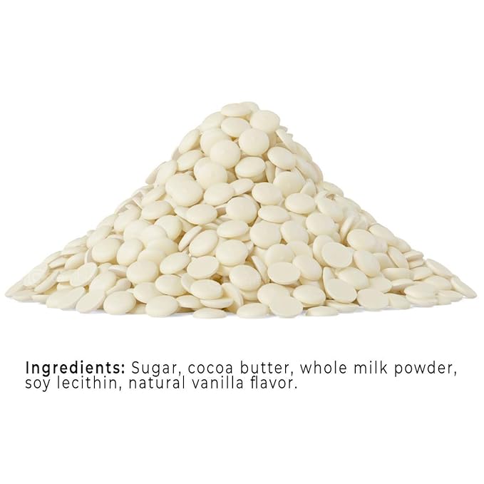 Cambie White Chocolate Couverture 28%, 1 Pound of White Chocolate Chips, European Style Couverture for Chocolatiers, Pastry Chefs, Home Bakers, and Professionals, 1 Pound