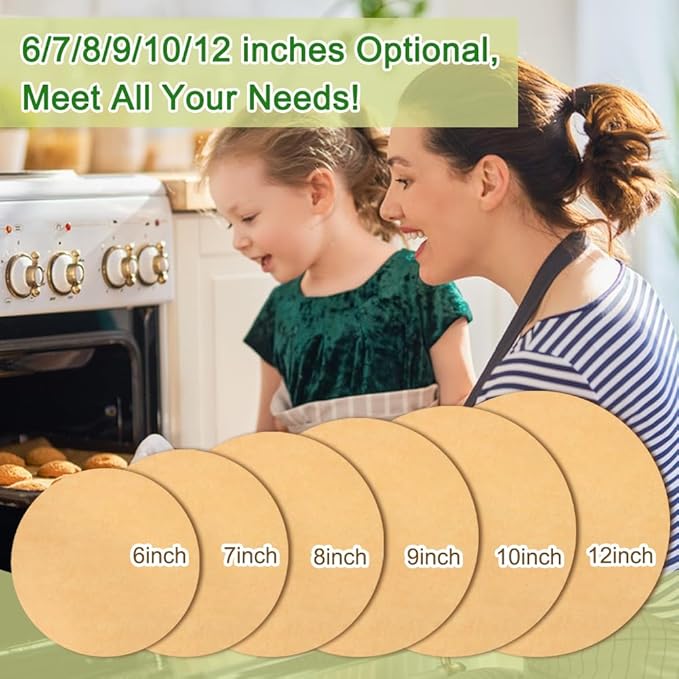 BYKITCHEN 7 Inch Parchment Paper Rounds, Set of 200, Hamburger Patty Paper/Burger Press Liners, Non Stick Round Cake Pan Liners for Smash Burger Press, Burger Patty Maker, Springform Pan and More