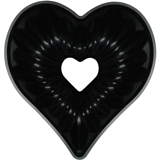 Kundalini Heart Shaped Cake Pans Charlotte Cake Mold Heart Shaped Fluted Cake Pan for Valentine’s Day Christmas Wedding Party 10inch Nonstick Heavy Duty Cake Pan