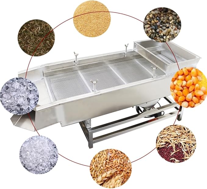 Electric Linear Vibrating Sifter(Two Motors+ 4&1mm Two Screens) Straight Vibrating Sieve Shaker Stainless Steel Linear Sifter Machine Linear Shaker 110v