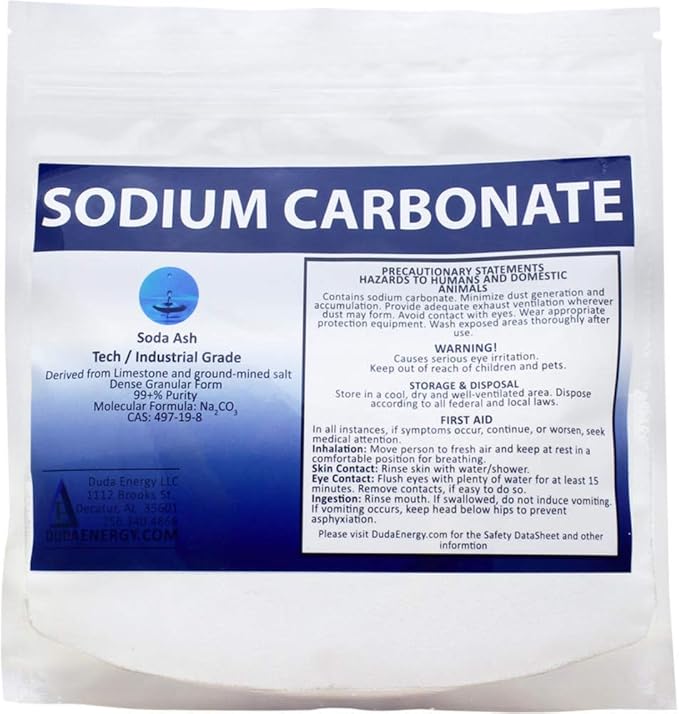 Duda Energy sc1f Pure Sodium Carbonate Dense Soda Ash Na2CO3 pH Adjust Chemical Spa Pool Cleaning Dishwasher, 1 lb., White