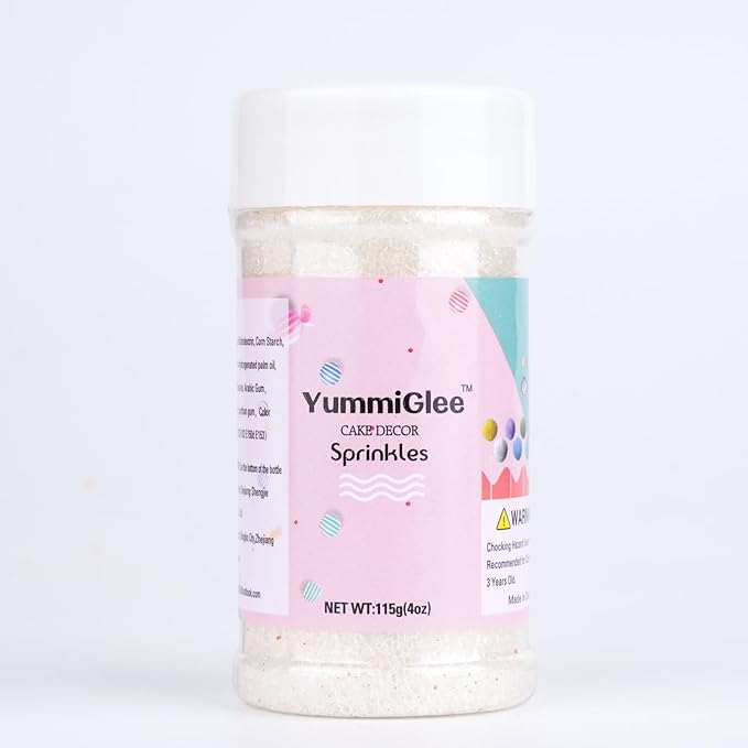 White Sanding Sugar for Baking 4 oz Edible Sparkling Sugar Sprinkles Coarse Sugar Crystals for Baking Topping Cake Cookie Cupcake Topper Ice Cream Decoration Supplies