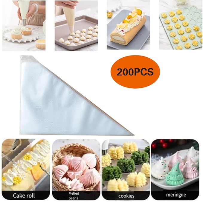 Piping Bags - 14 Inch Disposable Icing Bags, Disposable Decorating Bags for Frosting, Pastry Bags Disposable, Great for Cakes and Cookies Decoration (200 PCS)