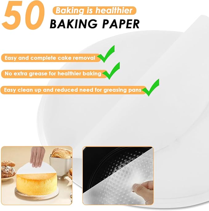 Cake Pan Set of 3, Nonstick Springform Pans with Removable Bottom, Leakproof Stainless Steel Round Cake Pans, 4, 7, 9 Inch Spring Form Pan for Cheesecake with 50 Pcs Parchment Paper Liners