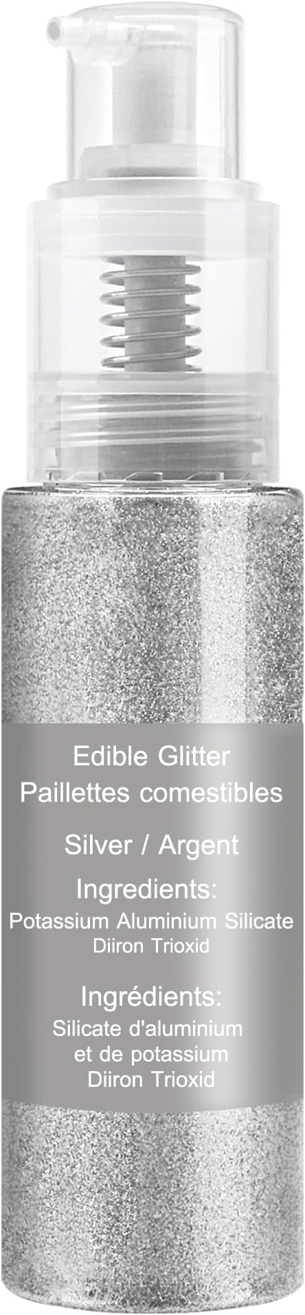 Edible Glitter Spray - 22g Edible Luster Dust Metallic Food Grade Glitter for Drinks, Cake Decorating, Baking - Edible Food Coloring Powder Shimmer Glitter for Cocktail, Icing, Candy (Silver)