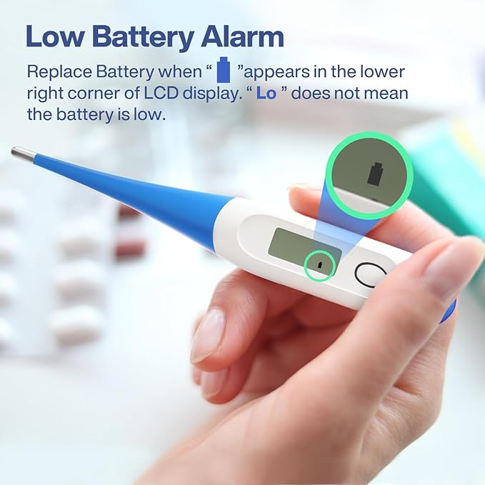 Boncare 10 Seconds Oral Thermometer for Adults and Kids - Accurate & Safe Rectal Thermometer for Baby with Fever Alarm, Digital Thermometer (Light Blue)