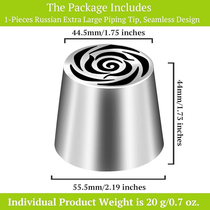 Suuker Extra Large Russian Piping Tip, Stainless Steel Flower Piping Tips Rose Floral Icing Nozzles for Cake Decorating, Frosting, Cream Flower DIY Cookies, SL40
