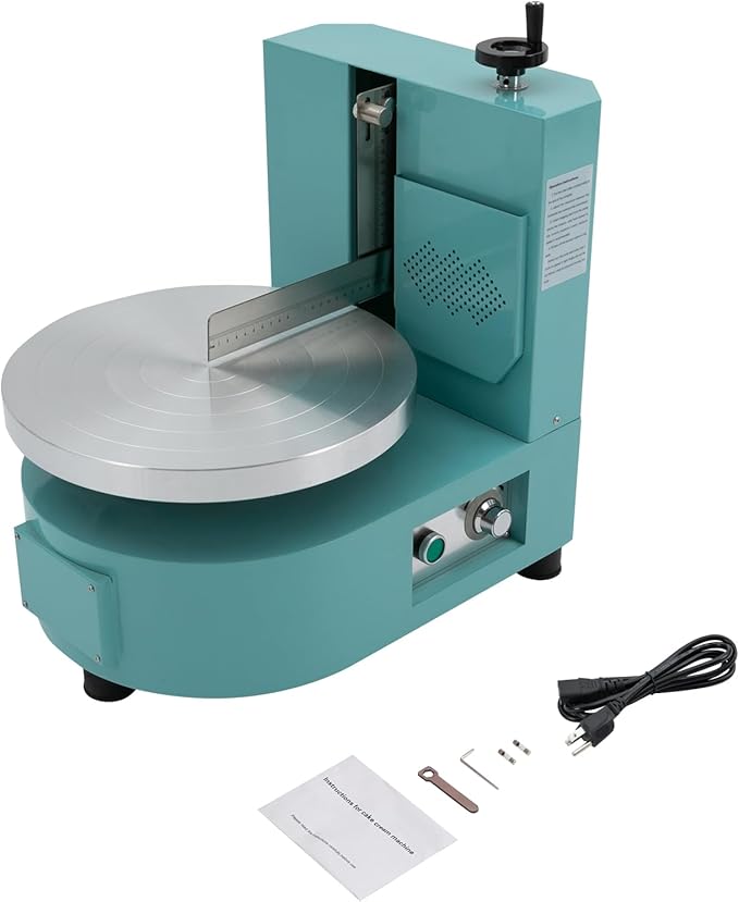 Cake Decorating Coating Machine, 80W Auto Cream Spreading Machine, Cake Cream Smooth Coating Decoration Machines with Adjustable Speed for 4-12 Inch Cakes Dessert Shops (Blue)