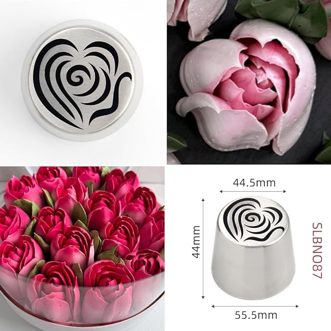 5 Pieces Stainless Steel XXL Russian Icing Nozzle Kit with 1 Ruffle Tip & 1 Clean Brush,Cake Decorating Frosting Piping Tip,Pastry Baking Tools