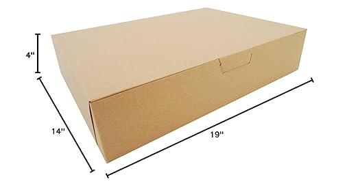 SCT Kraft One-Piece Non-Window Bakery Boxes, 19 x 14 x 4, Brown, Paper, 50/Carton