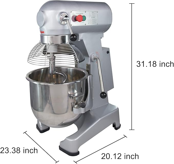 Hakka 20 Quart Commercial Stand Mixer 3 Funtion Stainless Steel 3-speed Food Mixer Electric Planetary Countertop Bread Mixer Machine(M20A-ETL)