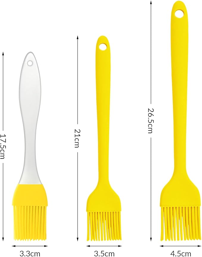 6 pieces basting brush for grilling,pastry brush,bbq basting brush,basting brush,rubber brush for cooking,basting brush for cooking,silicone bbq brush,barbecue sauce brush (yellow)