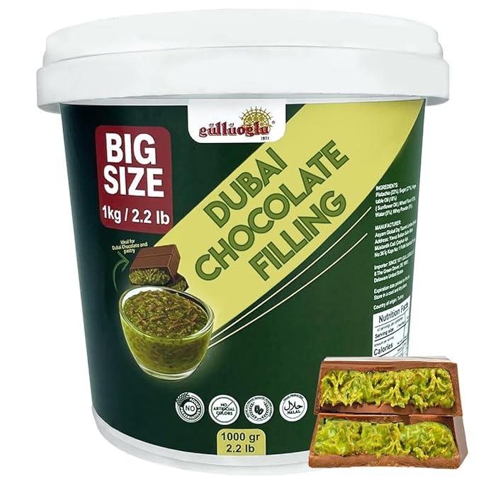 Gulluoglu Dubai Chocolate Filling 2.2 Lb / 1 Kg Pistachio Cream with Crispy Kadayif | Middle Eastern Gourmet Dessert Best Ingredient For Dubai Chocolate | Rich, Crunchy & Decadent Treat (2.2 lb / 1 Kg)