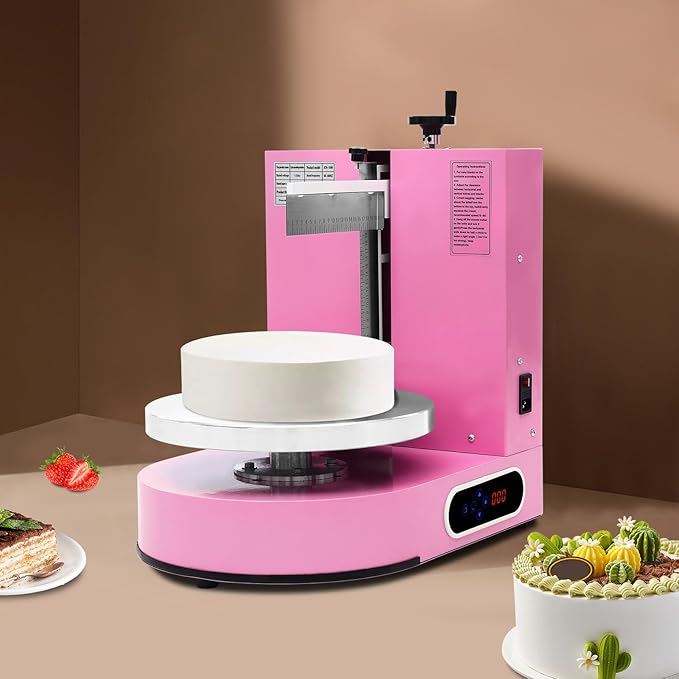 Cake Decorating Coating Machine Cream Spreading Automatic Frosting Turntable with Graduated Scraper for 4-12inch Cakes, 30-200RPM Rotating Speed