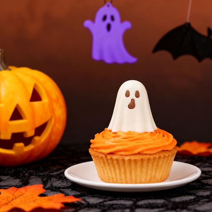 2 Pcs Halloween Silicone Molds for Chocolate 3D Ghost Silicone Mold Cute Spooky Halloween Chocolate Molds for Sugar Cake Soap Candy Mold Jelly Making DIY Tools
