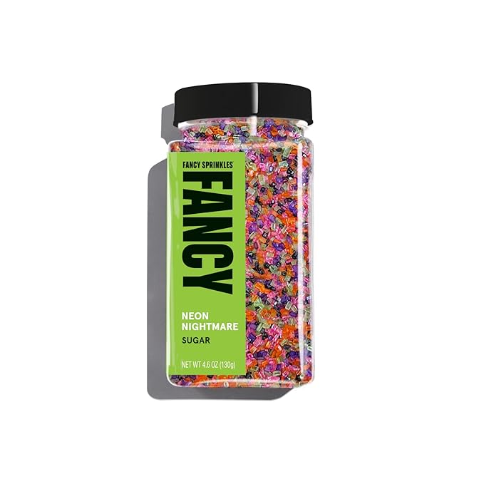 Fancy Sprinkles Limited Edition Halloween Neon Nightmare Pink, Purple, Green, Black and Orange Sugar Crystals (4 OZ)