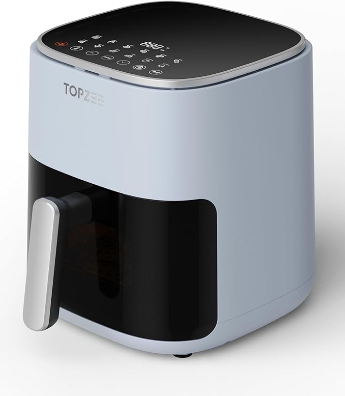 TOPZEE Airfryer 12-in-1, 5.5-Qt Compact & Large for 2-4 people, Air Fryers with Window, Little to No Oil, Nonstick Dishwasher Safe Frying Baskets, Light Blue