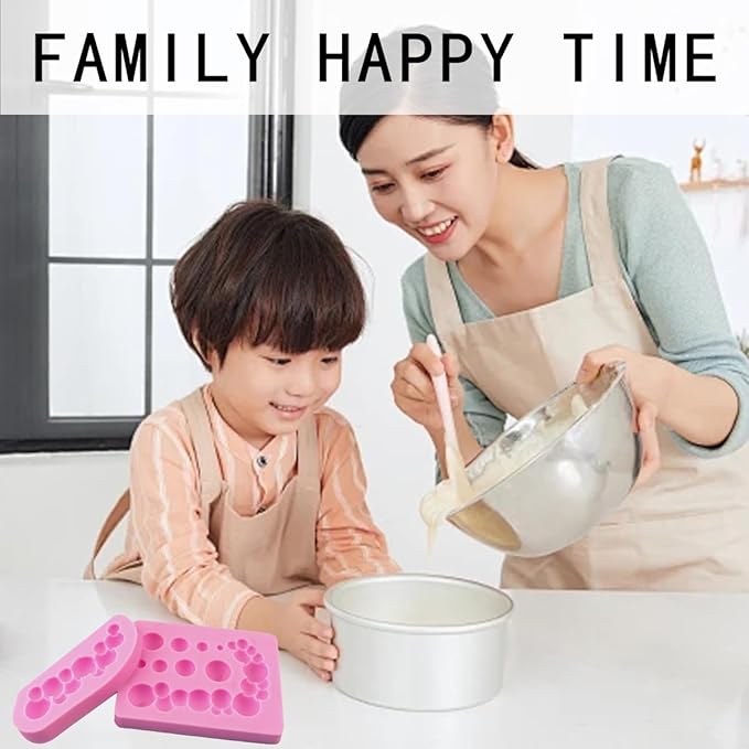 2 PCS 3D Pearl Fondant Mold Semi Sphere Ball Silicone Fondant Molds Hemispherical Shape Bubble Cake Decorating Chocolate Molds for Cake Decoration Candy Sugar Cupcake Topper Cake Pop Popsicle
