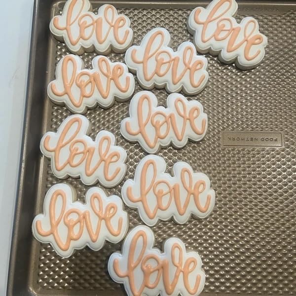 Cookie Cutter and Stencil Set Bundle Kit PYO Cookies Paint Your Own Diy Bakery Fondant Sugar Happy Birthday Wedding Baby Candle Kids Painting Coloring Pages Comb (Love)