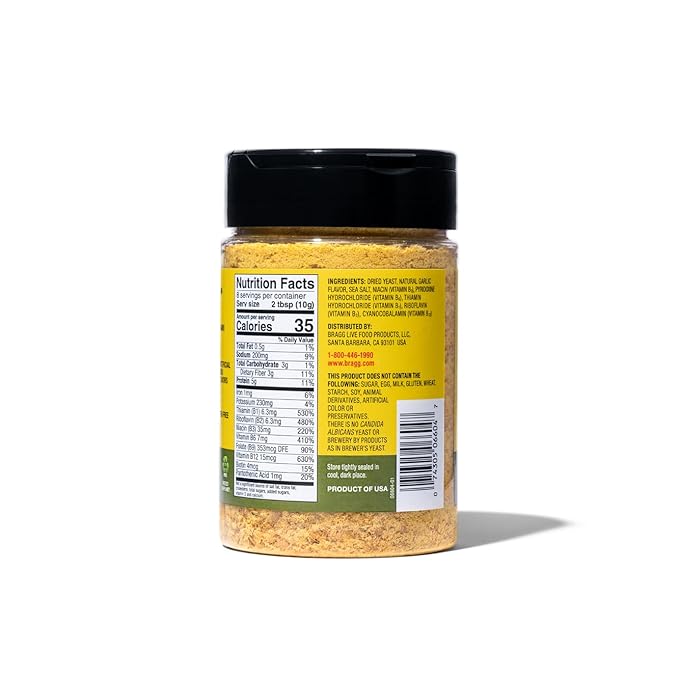 Bragg Nutritional Yeast Roasted Garlic Seasoning - 3 oz - Dairy-Free Parmesan Cheese Substitute - Perfect for Salads, Pastas, Popcorn, and More