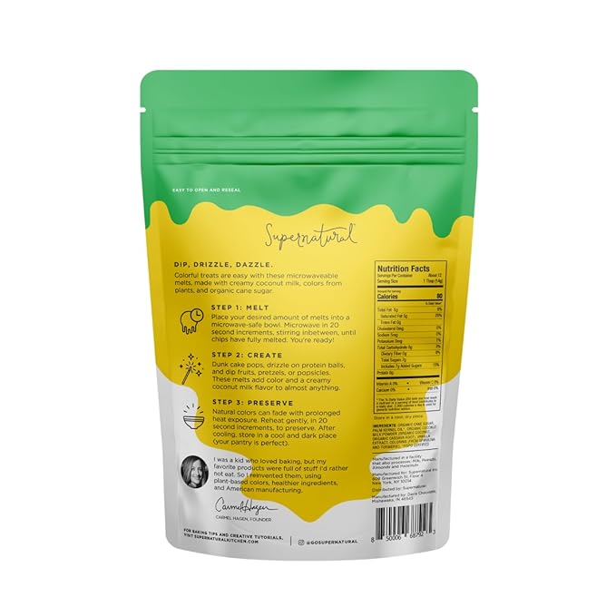 Supernatural Dye-Free Melting Morsels, Green - Plant-Based, Vegan, Kosher, No Artificial Colors, 6oz