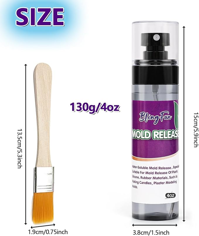 4Oz Mold Release Spray for Candle Making and Epoxy Resin, Fast-Drying Silicone Oil Releaser, Non-Stick Professional Mold Release Agent, Promotes Mold Longevity, Withstands High Temperature