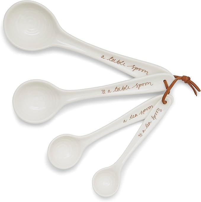 Portmeirion Sophie Conran Measuring Spoons, Set of 4 - Fine Porcelain Nesting Utensils with Hand-Thrown Look for Kitchen Prep, Baking & Serving Tools, Durable Design & Dishwasher Safe