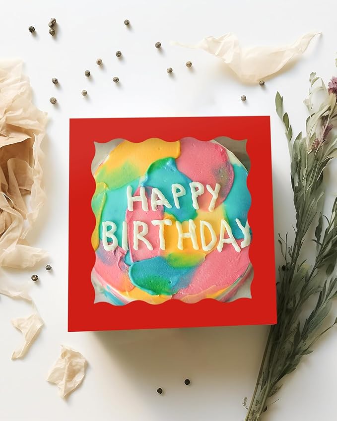 Bakepacker 36pcs 12x12x6 Inches Cake Boxes with Window 18-Packs Red Cake Boxes 12 Inch Bakery Boxes (18 Cake Boxes +18 Cake Boards)