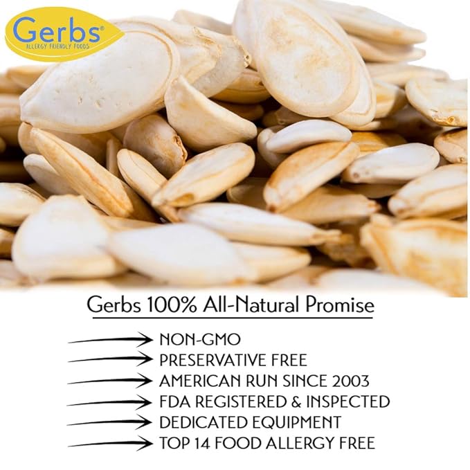 Jumbo Sized Lightly Sea Salted Pumpkin Seeds in Shell by Gerbs - 4 LBS - Top 11 Food Allergen Free & Non GMO - Premium Giant Size Whole Roasted Pepitas – COG USA