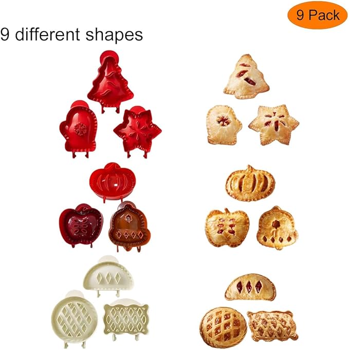 Christmas & Thanksgiving Pie Molds Set, Festive Shaped Pie Press Cutters for Mini Pies, Hand Pies, Empanadas – Non-Stick Baking Tools for Holiday Baking & Gifting (B 3PC)