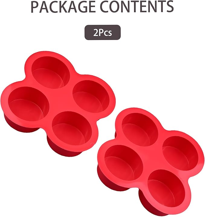 2-Pack Air Fryer Egg Bite Molds, 4-Cup Mini Round Muffin Pans Silicone Baking Molds for Oven Microwave Dishwasher Easy Breakfast Baking Tools
