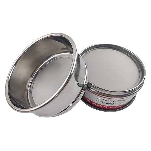LABALPHA 1200 Mesh Lab Sieves, Test Sieve #1200 Mesh, 4'' Diameter, 304 Stainless Steel Wire Cloth (0.013mm)