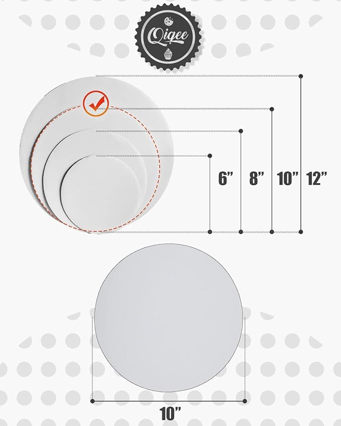 qiqee 40-Packs Cake Boards Round 10 Inch White Circles Rounds Base Food-Grade Cardboard Cake Plate (Thinner But Stronger)